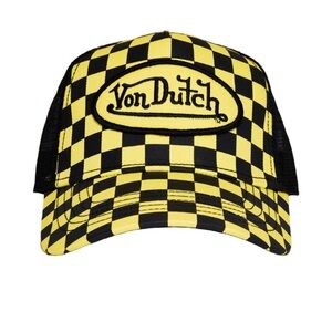 Von Dutch Black and Yellow Checkered Hat